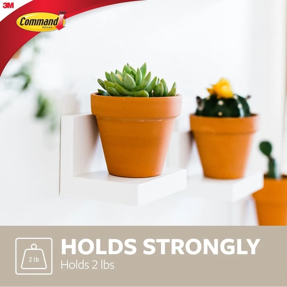 Command Quartz Wall Display Ledges 2 Pack Floating Shelves w/‎ Strips 2lb